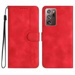 For Samsung Galaxy Note20 Ultra Heart Pattern Skin Feel Leather Phone Case(Red)