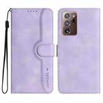 For Samsung Galaxy Note20 Ultra Heart Pattern Skin Feel Leather Phone Case(Purple)