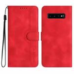 For Samsung Galaxy S10 Heart Pattern Skin Feel Leather Phone Case(Red)