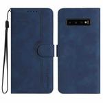 For Samsung Galaxy S10 Heart Pattern Skin Feel Leather Phone Case(Royal Blue)