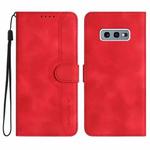 For Samsung Galaxy S10e Heart Pattern Skin Feel Leather Phone Case(Red)