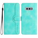 For Samsung Galaxy S10e Heart Pattern Skin Feel Leather Phone Case(Light Blue)