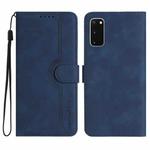 For Samsung Galaxy S20 Heart Pattern Skin Feel Leather Phone Case(Royal Blue)