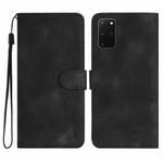 For Samsung Galaxy S20+ Heart Pattern Skin Feel Leather Phone Case(Black)