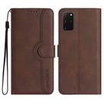 For Samsung Galaxy S20+ Heart Pattern Skin Feel Leather Phone Case(Brown)