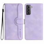 For Samsung Galaxy S21 5G Heart Pattern Skin Feel Leather Phone Case(Purple)