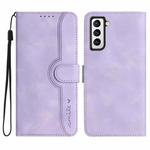 For Samsung Galaxy S21 FE 5G Heart Pattern Skin Feel Leather Phone Case(Purple)