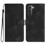 For Samsung Galaxy S21+ 5G Heart Pattern Skin Feel Leather Phone Case(Black)