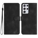 For Samsung Galaxy S21 Ultra 5G Heart Pattern Skin Feel Leather Phone Case(Black)