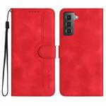 For Samsung Galaxy S22 5G Heart Pattern Skin Feel Leather Phone Case(Red)