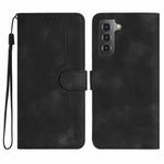 For Samsung Galaxy S22+ 5G Heart Pattern Skin Feel Leather Phone Case(Black)