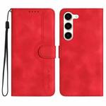 For Samsung Galaxy S23 5G Heart Pattern Skin Feel Leather Phone Case(Red)