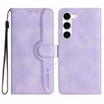 For Samsung Galaxy S23 5G Heart Pattern Skin Feel Leather Phone Case(Purple)