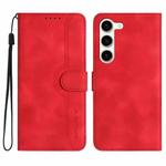 For Samsung Galaxy S23+ 5G Heart Pattern Skin Feel Leather Phone Case(Red)