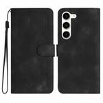 For Samsung Galaxy S23+ 5G Heart Pattern Skin Feel Leather Phone Case(Black)