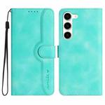 For Samsung Galaxy S23+ 5G Heart Pattern Skin Feel Leather Phone Case(Light Blue)