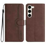 For Samsung Galaxy S23+ 5G Heart Pattern Skin Feel Leather Phone Case(Brown)