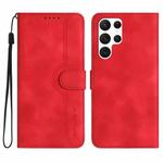 For Samsung Galaxy S23 Ultra 5G Heart Pattern Skin Feel Leather Phone Case(Red)