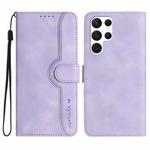 For Samsung Galaxy S23 Ultra 5G Heart Pattern Skin Feel Leather Phone Case(Purple)