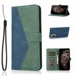 For Xiaomi Redmi Note 10 Dual-color Stitching Leather Phone Case(Blue Green)