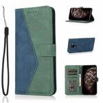 For Xiaomi Redmi Note 9 Dual-color Stitching Leather Phone Case(Blue Green)
