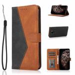 For Xiaomi Redmi Note 9 Dual-color Stitching Leather Phone Case(Black Brown)