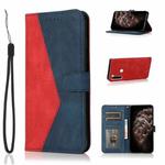For Xiaomi Redmi Note 8T Dual-color Stitching Leather Phone Case(Red Blue)