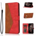 For Xiaomi Redmi Note 8T Dual-color Stitching Leather Phone Case(Brown Red)