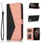 For Xiaomi Redmi K40 Dual-color Stitching Leather Phone Case(Black Rose Gold)