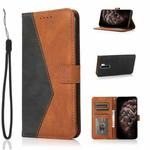For Xiaomi Redmi 9 Dual-color Stitching Leather Phone Case(Black Brown)