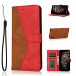 For Xiaomi Redmi 9A Dual-color Stitching Leather Phone Case(Brown Red)