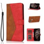 For Xiaomi Redmi 9C Dual-color Stitching Leather Phone Case(Brown Red)