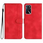 For OPPO A16 Heart Pattern Skin Feel Leather Phone Case(Red)