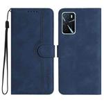 For OPPO A16 Heart Pattern Skin Feel Leather Phone Case(Royal Blue)