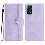 For OPPO A16 Heart Pattern Skin Feel Leather Phone Case(Purple)