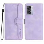 For OPPO A57 5G 2022/Realme V23 Heart Pattern Skin Feel Leather Phone Case(Purple)