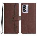 For OPPO A57 5G 2022/Realme V23 Heart Pattern Skin Feel Leather Phone Case(Brown)