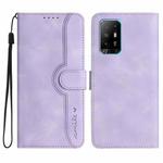 Heart Pattern Skin Feel Leather Phone Case For OPPO A94 5G/F19 Pro/F19 Pro+/A94 4G(Purple)