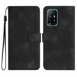 Heart Pattern Skin Feel Leather Phone Case For OPPO A94 5G/F19 Pro/F19 Pro+/A94 4G(Black)
