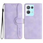 For OPPO Reno8 Pro 5G/Reno8 Pro+ 5G Heart Pattern Skin Feel Leather Phone Case(Purple)