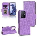 For Xiaomi 11T / 11T Pro Symmetrical Triangle Leather Phone Case(Purple)