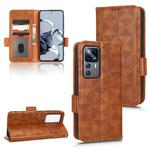 For Xiaomi 12T Pro Symmetrical Triangle Leather Phone Case(Brown)