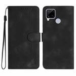Heart Pattern Skin Feel Leather Phone Case For Realme C15/C12/Narzo 20/7i Global/Narzo 30A/C25/C25s(Black)