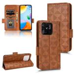For Xiaomi Redmi 10C Symmetrical Triangle Leather Phone Case(Brown)