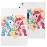 For iPad Air Cross Texture Painted Horizontal  Leather Case with Sleep / Wake-up Function & Card Slot & Holder & Wallet(Couple Unicorn)