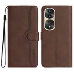 For Honor 70 Pro/70 Pro+ Heart Pattern Skin Feel Leather Phone Case(Brown)