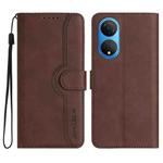 For Honor X7 4G/Play 30 Plus Heart Pattern Skin Feel Leather Phone Case(Brown)