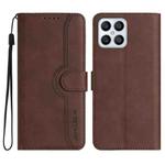 For Honor X8 4G/X30i/Play6T Pro Heart Pattern Skin Feel Leather Phone Case(Brown)