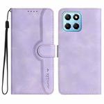 For Honor X8 5G Heart Pattern Skin Feel Leather Phone Case(Purple)