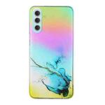 For Samsung Galaxy A25 5G Laser Marble Pattern Clear TPU Protective Phone Case(Blue)